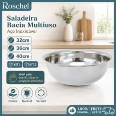 Saladeira Bacia Grande Em Aço Inoxidável Para Uso Profissional Cozinhas E Restaurantes 32/36/40 Cm