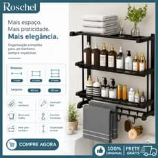 Porta Shampoo Aço inox Prateleira Organizador Dupla 40/60cm Suporte Banheiro Organizador Retangular