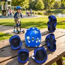 Conjunto de Capacete, joelheiras cotoveleiras e luvas para Proteção Infantil - para brincadeiras e atividades esportivas