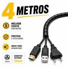 Organizador de Fios e Cabos | Acabe com Cabos Bagunçados | Ideal para Mesa, TV e PC | Fácil de Usar