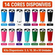 Kit Copos Térmicos 473ml 30 Unidades Atacado 14 Cores Disponíveis