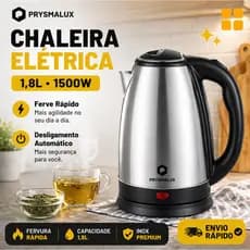 Chaleira Elétrica Prysmalux 1.8 Litros Inox Automática 110v/220v Água Quente Em Minutos