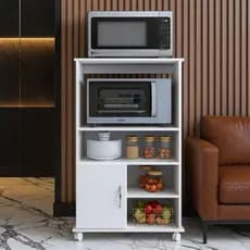 Balcão Multiuso com Rodinhas para Micro-ondas e Forno