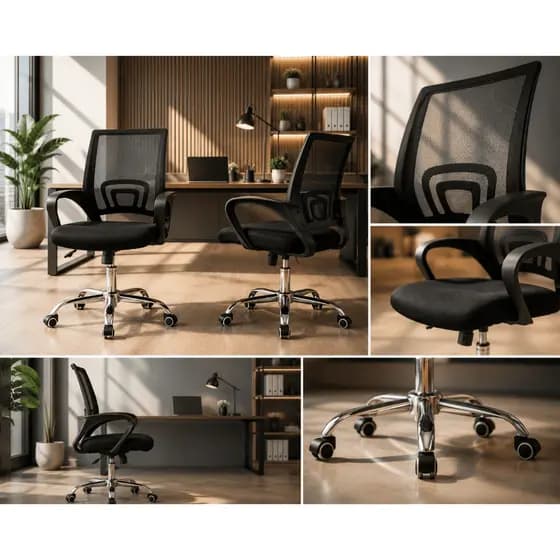 Cadeira de Escritório Ergonômica Giratória – Conjunto com 2 Unidades