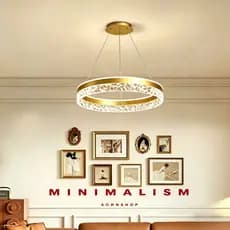 Lustre Pendente LED Cristal Circular ，Luz Tricolor Bivolt 110/220V para Sala，Jantar e Quarto