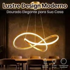 3 Cores em 1 Pendente LED Design Circular Infinito, Bivolt 110V/220V, para Sala de Estar, Jantar e Quarto