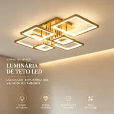 Luminária de Teto LED Moderna Quadrada Geométrica - Luz Tricolor 110V-220V para Sala de Estar, Quarto e Sala de Jantar