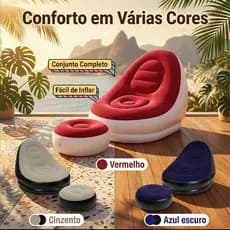Conjunto Poltrona e Puff Inflável Portátil Descanso Sofá  Confortável e Portátil para Sala, Quarto