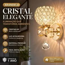 Arandela de Cristal Elegante Luz Acolhedora Fácil Instalação Bivolt 110V-220V Ideal para Sala Quarto e Corredor
