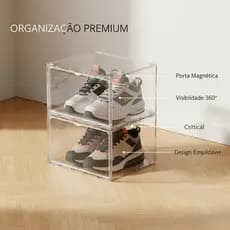 Caixa de Sapatos Transparente Magnética - Organizador Empilhável Resistente para Closet, Quarto