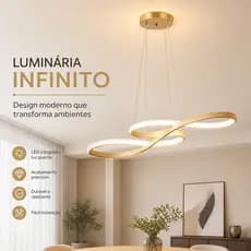 Lustre LED Moderno Entrelacado 3 Cores de Luz Bivolt 110/220V para Sala de Estar Sala de Jantar e Quarto