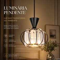 Lustre Pendente Moderno com Vidro Transparente Design Elegante Bivolt 110V-220V Ideal para Sala Quarto e Jantar