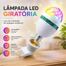 Lâmpada LED Colorida Giratória E27 - Luz RGB Disco Bivolt Ideal para Festas e Ambientes Divertidos