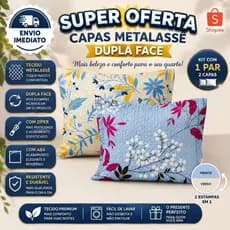Kit 2 Porta Travesseiro Capa Dupla Face Metalassê com Aba 50cmx70cm com zíper