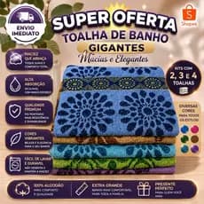 Kit Toalha de Banho Gigante Estampada 70x140 Felpuda Algodão Macia Premium Alta Qualidade Sortida
