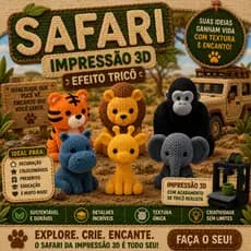Kit 20 Mini Bichinhos Safari Efeito Tricô 3 a 5cm – Decoração Infantil / Lembrancinhas
