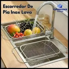 Escorredor De Pia Inox Lava Frutas Alça Retrátil Fruteira Alimentos Escorredor De Macarrão