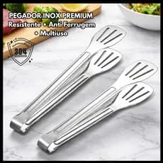 Pegador Inox para Cozinha Multiuso Pegador de Massa Salada Churrasco Aço Inoxidável Resistente Anti Ferrugem