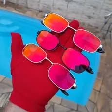 Óculos Do carnaval 2026 Retangular Espelhado Que muda de cor Masculino e Feminino