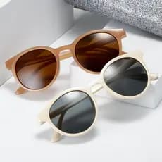 Óculos De Sol Redondos Retrô Design Leve Anti-UV De Rosto Pequeno Uso Na Rua/Diário