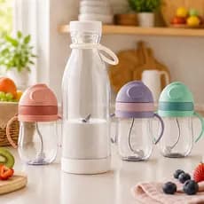 Kit Portátil Mini Mixer Copo Transição Infantil 350ml Antivazamento e Antisufocamento 1 ano, 2 Anos