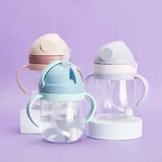 Kits 5/10/20Copos de Transição Infantil 350ml Com Alça E Canudo Antivazamento