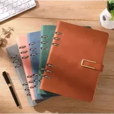 Kit Caderno + Garrafa Aluminio Fichario Anotações Agenda PU A5 Elegante Capa Aveludada 119 Folhas