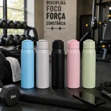 Kit 2 Squeeze Alumínio 600ml Fosco Com Alça Garrafa Esportiva Premium