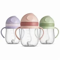 Copo Para Transição Infantil 350ml Com Alça E Canudo Antivazamento Colorido