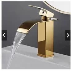 Torneira Banheiro cascata misturador monocomando metal inox 18cm brilhante
