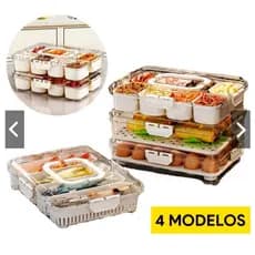 Organizador de Geladeira Multiuso Cesto Com Tampa Cozinha Alimentos Verduras e Vegetais Hermético
