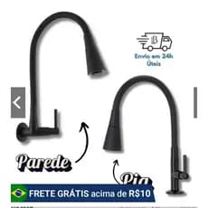 Torneira Bancada Cozinha Gourmet Preta Flexivel 2 Jatos 1/4 de volta para mesa pia bancada e mármore