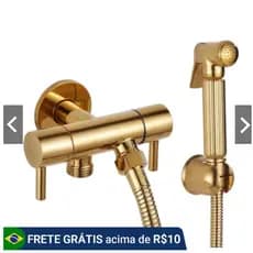 Ducha Higiênica Dourado/Prata/Preto Metal Inoxidavel Com Registro Duplo Alta Pressão