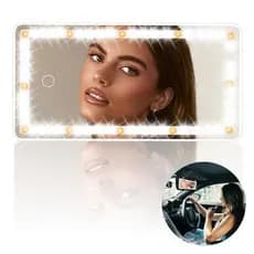 Espelho para Maquiagem Carro LED 3 Luzes Ajustáveis Recarregável USB Touch Universal Visor Solar Portátil