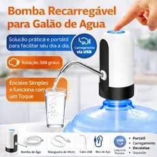 🔥 Bomba Elétrica Bebedouro Automatico P/ Galão De Água Recarregável USB Universal Promoção