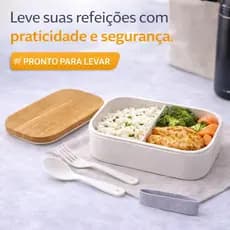 🍴 Marmita Fitness 3 Divisórias C/ Talher 900ml Lancheira Branca