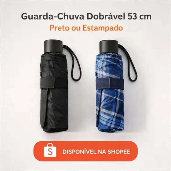 Kit Guarda Chuva Sombrinha Dobravel Preto Estampado Unissex