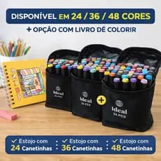 Kit Estojo 24/36/48 Canetas Canetinhas Hidrográficas Ideal Coloridas para pintar desenhar colorir