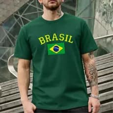 Camiseta  Seleção Brasileira Masculina Algodão Copa do Mundo Estampada T-Shirt Unissex Estampada