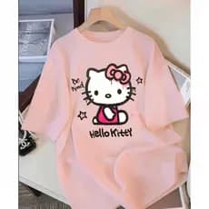 Camiseta 100%Algodão Feminina Fofa Casual Street Confortável Estilosa Tendência Hello Meme Unissex