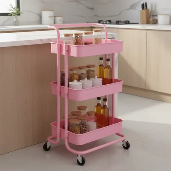 Carrinho Organizador Multiuso 3 Prateleiras Com Rodinhas Utensílios Fruteira Cozinha Quarto livros Lavanderia Salão Bele