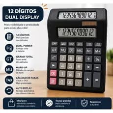 Calculadora 2 Visores Display Grande Tecla Grande Comercio, Balcão, Loja, Escritório, Estudante Solar