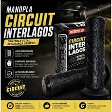 Manopla Moto Circuit Interlagos Plus Preto Par Antiderrapante Universal Punho Guidão Motocross Titan Fan YBR