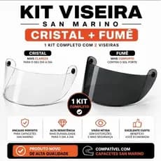 Kit Viseira Capacete San Marino Cristal Fumê Viseiras Transparente Marrom Tamanho 56 58 60 Flexível Resistente Proteção