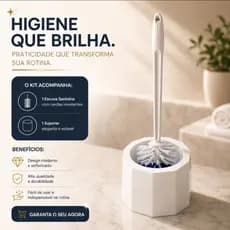 Escova Sanitária com Suporte Higiênico | Escova para Vaso Sanitário com Cabo Ergonômico e Cerdas Resistentes