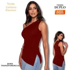 Blusa Feminina Ombro Só Mula Manca Assimetrico Casual Blogueirinha Verão