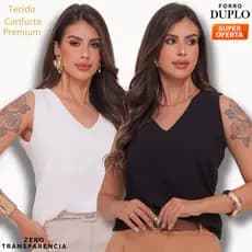 Kit com 2 Blusas Regata Alça LARGA Duna Soltinha