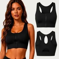 Top Feminino Esportivo Alta Sustentação Ajustavel Ziper Frontal Jump Corrida Academia Fitness