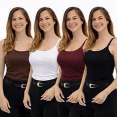 Kit 4 Blusa Feminina Regata De Alça  Canelado Com Bojo Premium Casual Tendência Verão 2026