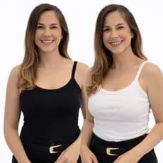 Kit 2 Blusa Feminina  Regata De Alça Canelado Com Bojo Premium Casual Tendência Verão 2026